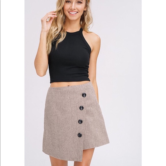 Woolen Button Down Wrap Skirt - Picture 2 of 6